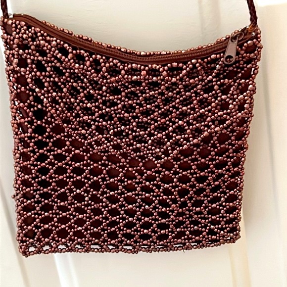 Vintage 1990s LAURA ASHLEY Pink Beaded Occasion Evening Shoulder Bag - Picture 1 of 7